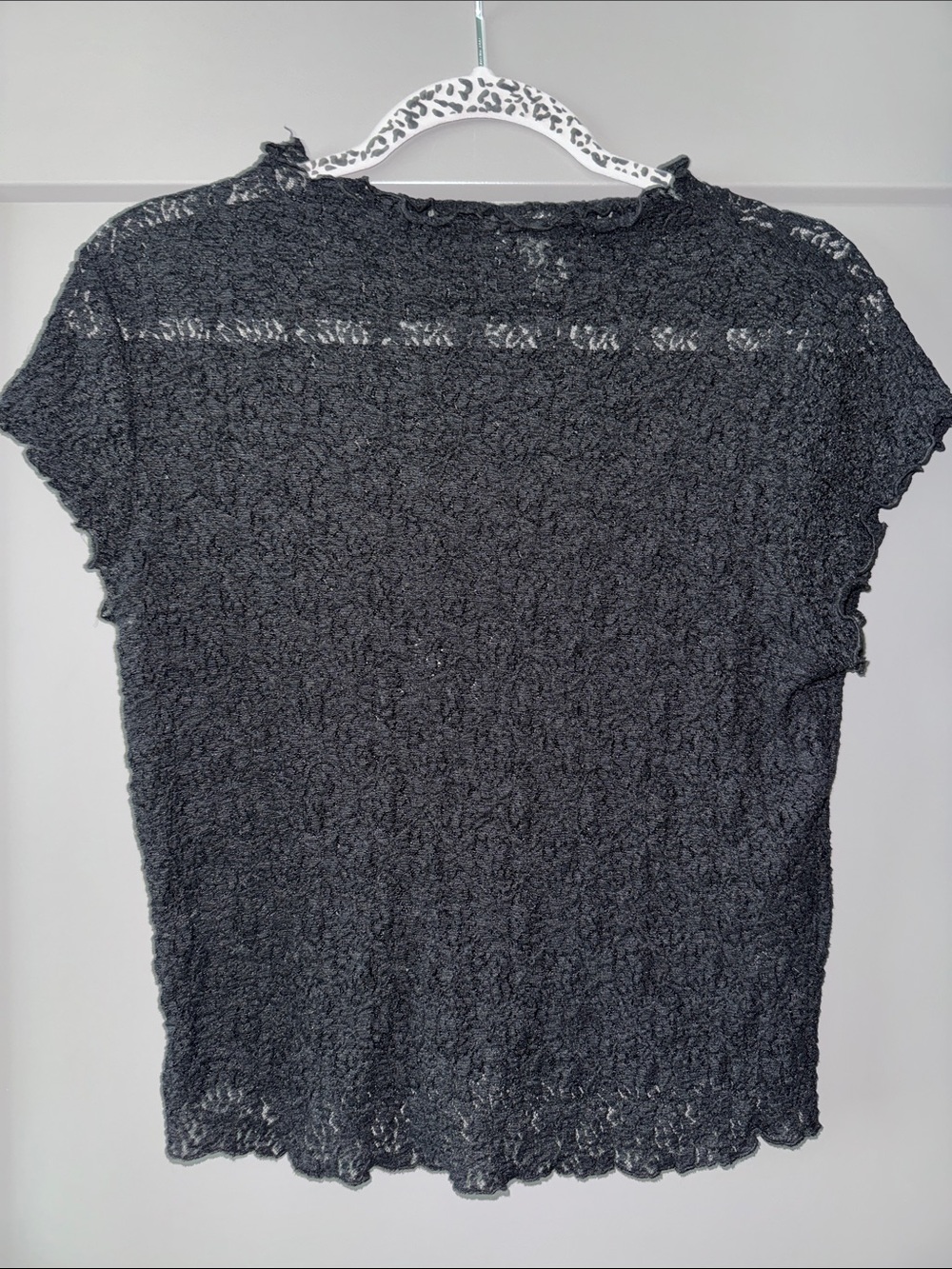 Divided Black Lace Short-Sleeve Knit Top